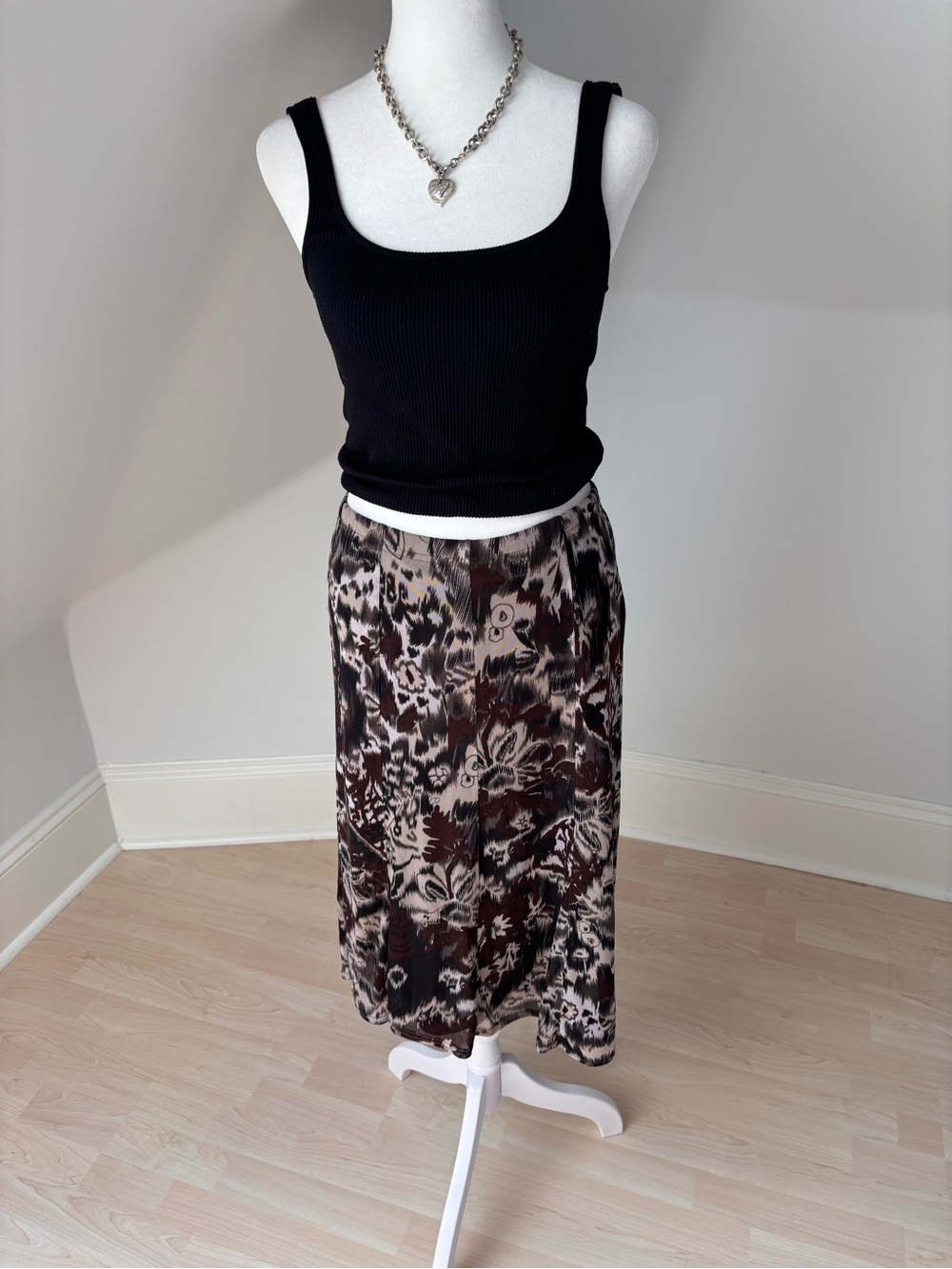 Addition Elle Abstract Floral Midi Skirt 🤎